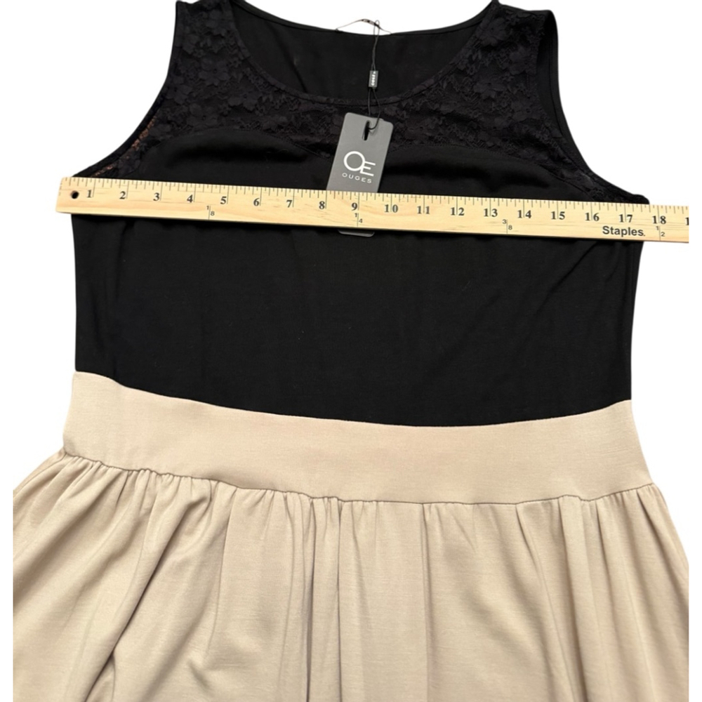NWT Women's Ouges Black Beige Lace Sleeveless Min… - image 12